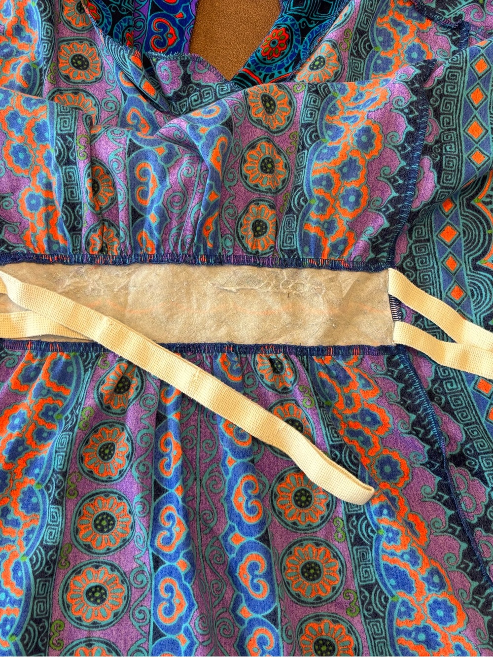 Vintage Psychedelic Neon Caftan V-Neck Maxi Dress - Picture 9 of 9
